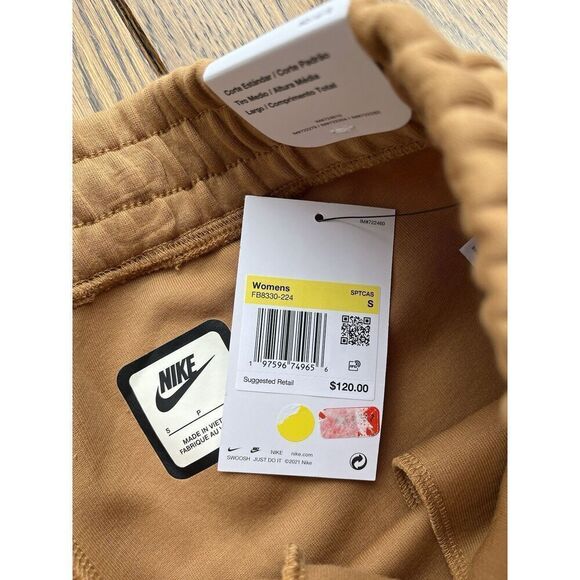 Nike Tech Fleece Joggers Size Small Womens Mid Rise Sportswear Flax Brown $120 - Picture 3 of 6